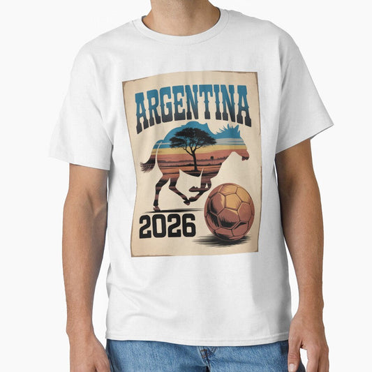 Argentina World Cup 2026 Gaucho Pampas Vintage Football Poster - Argentine Western Soccer Fan Design by SofDelAtlas - T-Shirt, Sweatshirt, Hoodie