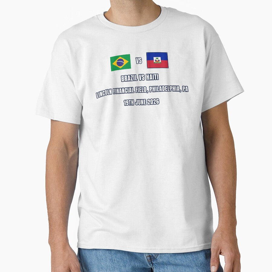 Brazil vs Haiti 19 June 2026  Football Match Design Philadelphia by The Hairy Melon Unisex T-shirt, Sweatshirt, Hoodie, Long Sleeve Tee - T-Shirt, Sweatshirt, Hoodie