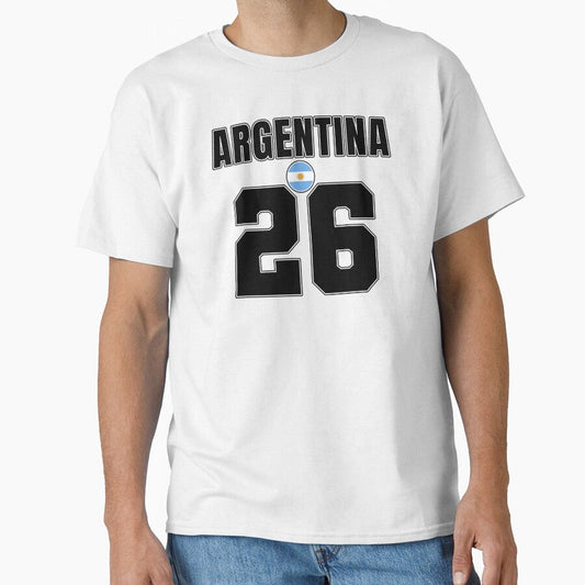 Argentina 26 Football Shirt Style Design  Argentina National Team Apparel by The Hairy Melon - T-Shirt, Sweatshirt, Hoodie
