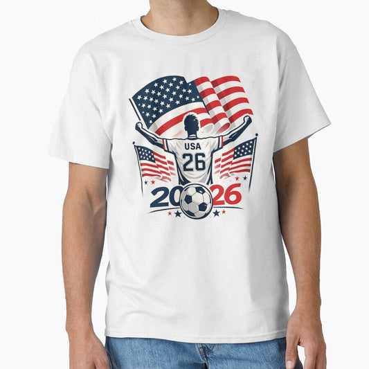 American Soccer Fan 2026 USA Flag by Corvoria Unisex T-shirt, Sweatshirt, Hoodie, Long Sleeve Tee - T-Shirt, Sweatshirt, Hoodie
