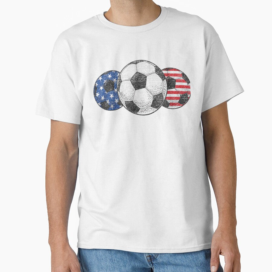 USA Soccer Ball Vintage American Flag Patriotic Football Sports Fan T-Shirt by 3liegy Unisex T-shirt, Sweatshirt, Hoodie, Long Sleeve Tee - T-Shirt, Sweatshirt, Hoodie