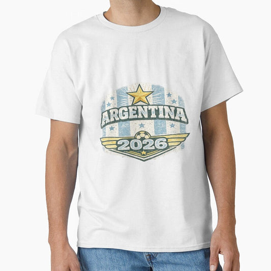 Argentina 2026 Vintage Retro Football Fan T-Shirt by ArthUpscale Unisex T-shirt, Sweatshirt, Hoodie, Long Sleeve Tee - T-Shirt, Sweatshirt, Hoodie