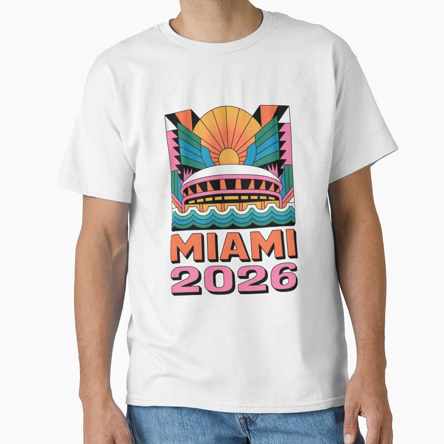 Miami 2026 Ocean Wave Football T-Shirt V5 by DarylWelsh2024 Unisex T-shirt, Sweatshirt, Hoodie, Long Sleeve Tee - T-Shirt, Sweatshirt, Hoodie