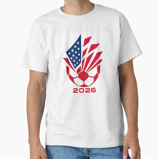 American Soccer 2026 Flag Burst Emblem by Flower Magic Unisex T-shirt, Sweatshirt, Hoodie, Long Sleeve Tee - T-Shirt, Sweatshirt, Hoodie