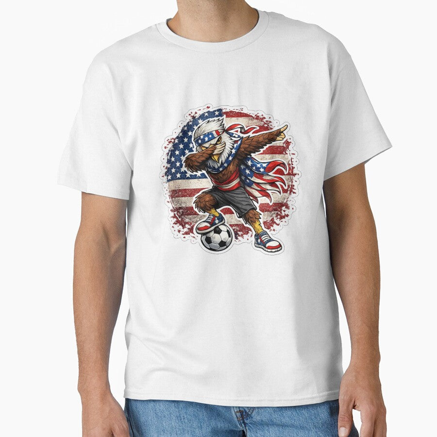 Dabbing Eagle Soccer Vintage American Flag by QuiteOrbit Unisex T-shirt, Sweatshirt, Hoodie, Long Sleeve Tee - T-Shirt, Sweatshirt, Hoodie