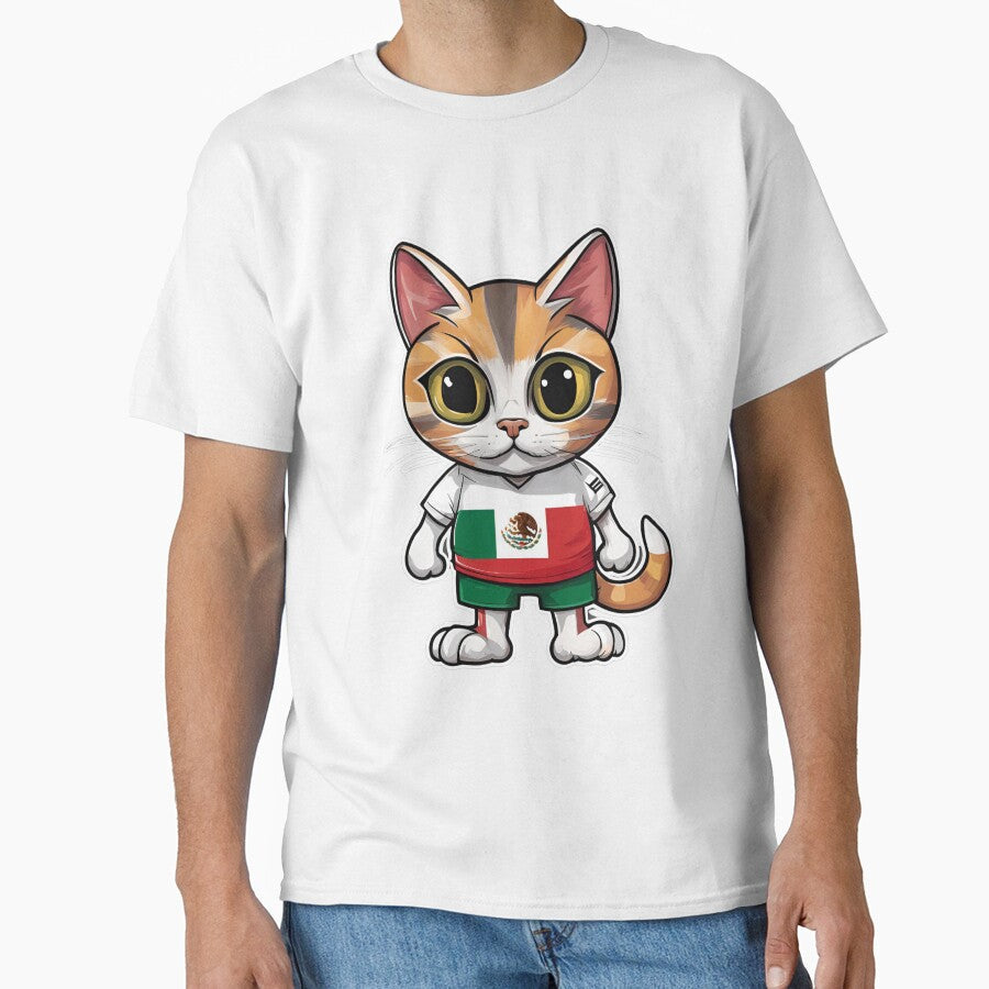 MEXICO Sports Team: a Cat wearing colours of Mexican - Adult & Kids T-Shirts, Sweatshirts & Hoodies apparel design preview 1