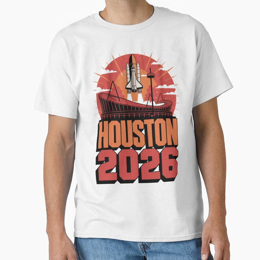 Houston 2026 Space Shuttle Football T-Shirt V22 by DarylWelsh2024 Unisex T-shirt, Sweatshirt, Hoodie, Long Sleeve Tee - T-Shirt, Sweatshirt, Hoodie