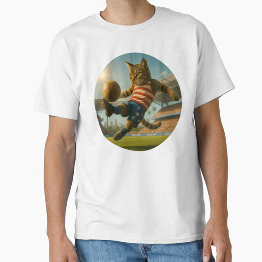 American Soccer Cat  USA-Inspired Spirit in Los Angeles by Zouky.art Unisex T-shirt, Sweatshirt, Hoodie, Long Sleeve Tee - T-Shirt, Sweatshirt, Hoodie
