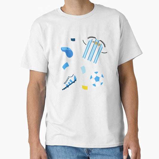 Argentina Football Kit Set  Soccer Jersey, Boots & Ball by Shorazu Unisex T-shirt, Sweatshirt, Hoodie, Long Sleeve Tee - T-Shirt, Sweatshirt, Hoodie