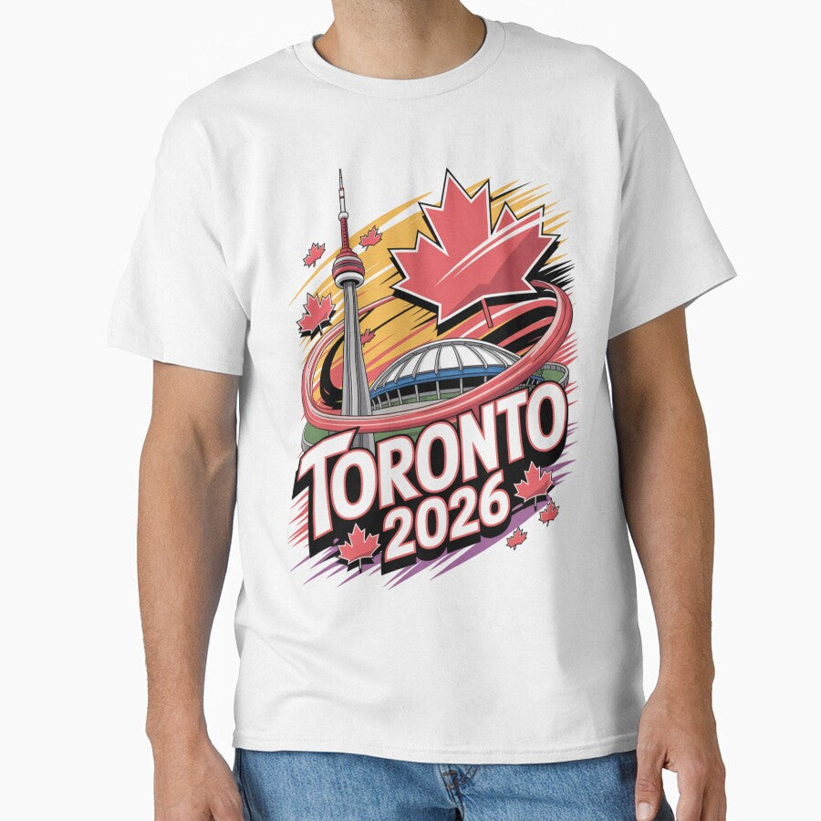 Toronto 2026 CN Tower Stadium Skyline T-Shirt V18 by DarylWelsh2024 Unisex T-shirt, Sweatshirt, Hoodie, Long Sleeve Tee - T-Shirt, Sweatshirt, Hoodie