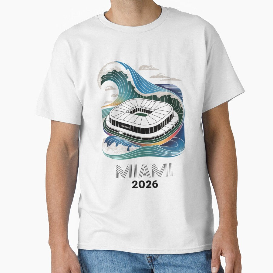Miami 2026 Ocean Wave Football T-Shirt V6 by DarylWelsh2024 Unisex T-shirt, Sweatshirt, Hoodie, Long Sleeve Tee - T-Shirt, Sweatshirt, Hoodie