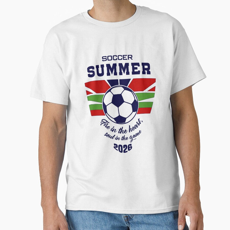 Soccer Summer 2026: Football Soul & Fire in the Heart by MalisoStickers Unisex T-shirt, Sweatshirt, Hoodie, Long Sleeve Tee - T-Shirt, Sweatshirt, Hoodie