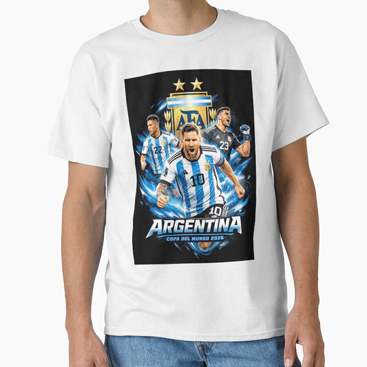 Argentina National Team World Cup 2026 Football Art by Not Hugo Unisex T-shirt, Sweatshirt, Hoodie, Long Sleeve Tee - T-Shirt, Sweatshirt, Hoodie
