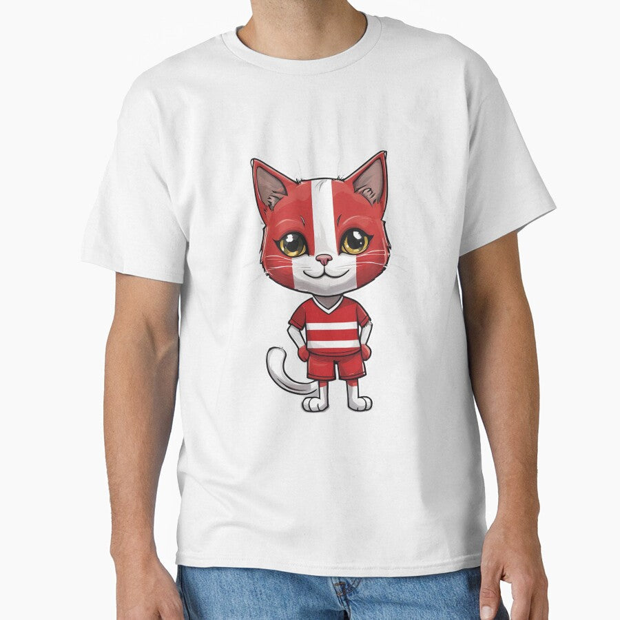 DENMARK Sports Team: a Cat wearing colours of Danish - Adult & Kids T-Shirts, Sweatshirts & Hoodies apparel design preview 1
