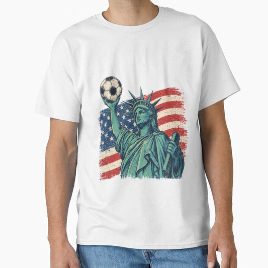 American Soccer Fan Statue of Liberty USA T-Shirt by DandelioMoon Unisex T-shirt, Sweatshirt, Hoodie, Long Sleeve Tee - T-Shirt, Sweatshirt, Hoodie