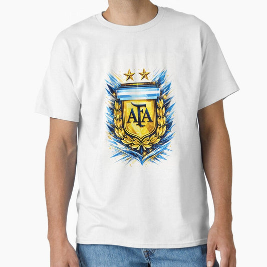 Argentina champions AFA crest gold blue soccer design by AEJCHA Unisex T-shirt, Sweatshirt, Hoodie, Long Sleeve Tee - T-Shirt, Sweatshirt, Hoodie