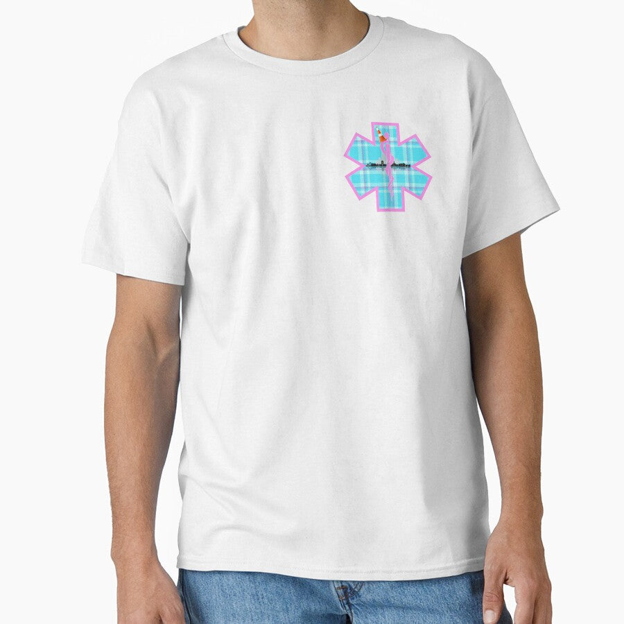City of Miami EMS Star of Life with Traffic Cone on Miami Skyline by BerlinerKatzen Unisex T-shirt, Sweatshirt, Hoodie, Long Sleeve Tee - T-Shirt, Sweatshirt, Hoodie