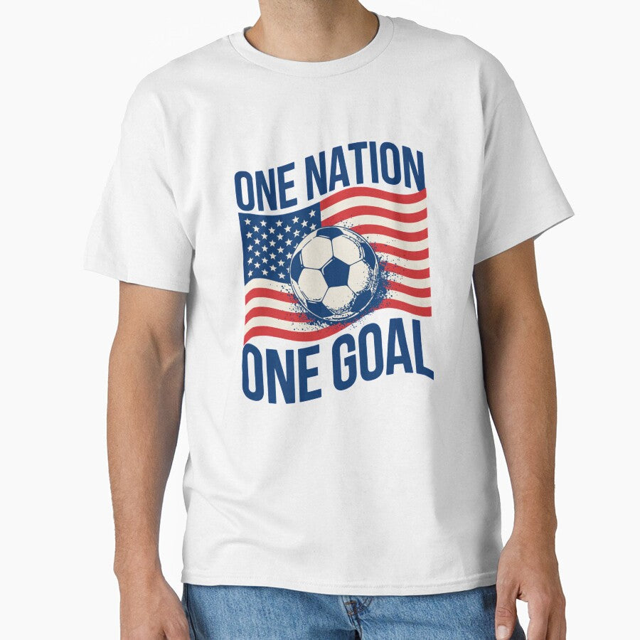 One Nation One Goal Soccer Patriotic USA Fan Design by RDRdesign Unisex T-shirt, Sweatshirt, Hoodie, Long Sleeve Tee - T-Shirt, Sweatshirt, Hoodie