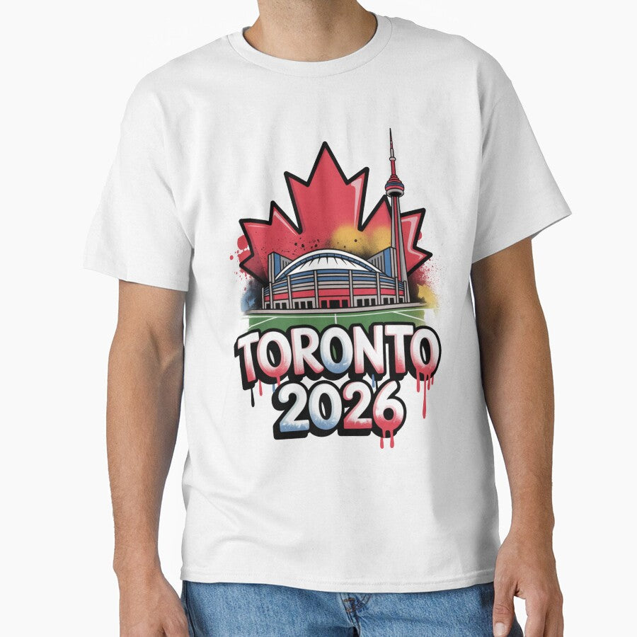 Toronto 2026 CN Tower Stadium Skyline T-Shirt V15 by DarylWelsh2024 Unisex T-shirt, Sweatshirt, Hoodie, Long Sleeve Tee - T-Shirt, Sweatshirt, Hoodie
