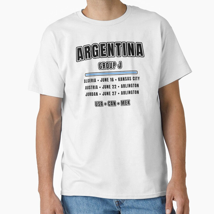 Argentina Football Fixtures T-Shirt  Group J Schedule Shirt by The Hairy Melon Unisex T-shirt, Sweatshirt, Hoodie, Long Sleeve Tee - T-Shirt, Sweatshirt, Hoodie
