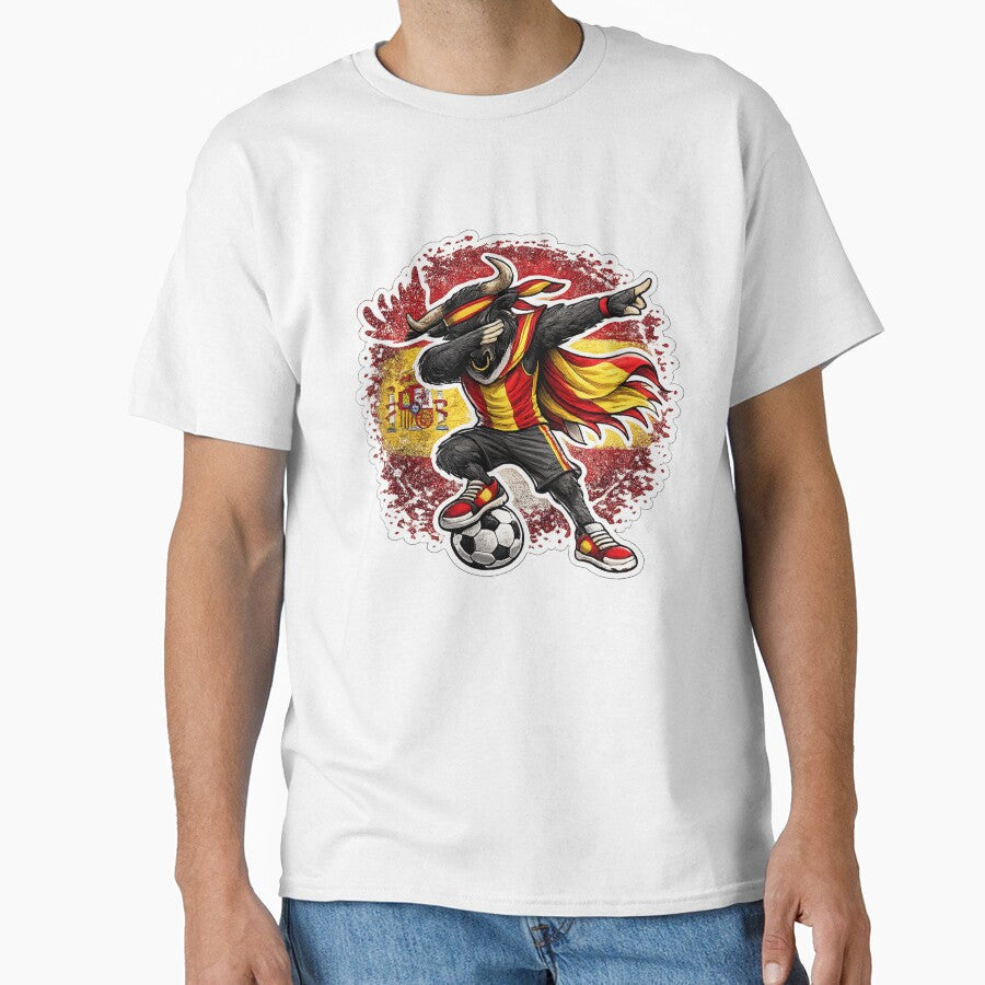 Dabbing Highland Cow Soccer Vintage Spain Flag by QuiteOrbit Unisex T-shirt, Sweatshirt, Hoodie, Long Sleeve Tee - T-Shirt, Sweatshirt, Hoodie