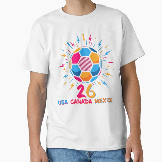 2026 Colorful Soccer Ball USA Canada Mexico 26 by ArtsMichalShop Unisex T-shirt, Sweatshirt, Hoodie, Long Sleeve Tee - T-Shirt, Sweatshirt, Hoodie
