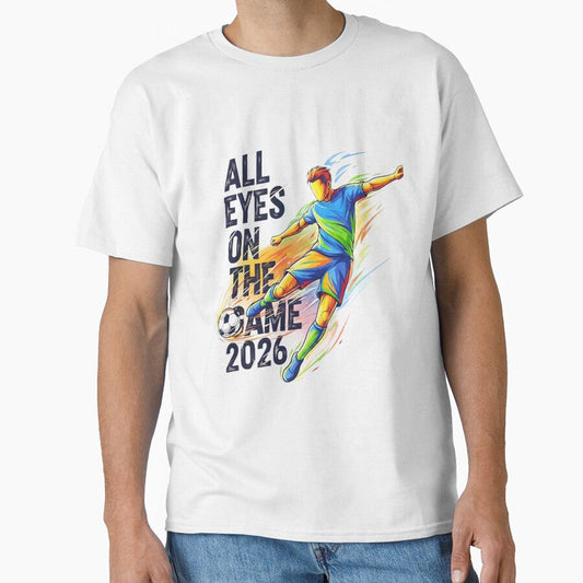 All Eyes On The Game 2026 Dynamic Soccer Action Graphic Hoodie by UrbanPrts Unisex T-shirt, Sweatshirt, Hoodie, Long Sleeve Tee - T-Shirt, Sweatshirt, Hoodie