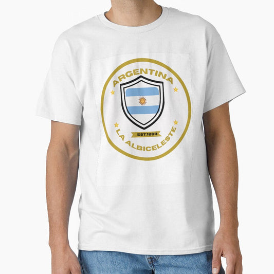 Argentina Retro Football Crest - La Albiceleste Vintage Badge by MyArtDream Unisex T-shirt, Sweatshirt, Hoodie, Long Sleeve Tee - T-Shirt, Sweatshirt, Hoodie