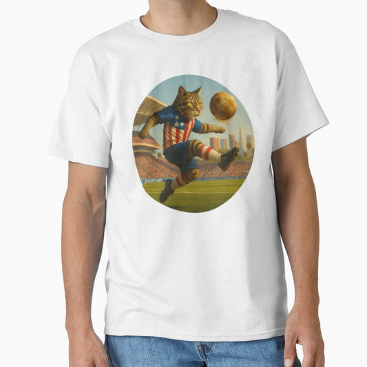 American Soccer Cat  Patriotic Energy in Los Angeles by Zouky.art Unisex T-shirt, Sweatshirt, Hoodie, Long Sleeve Tee - T-Shirt, Sweatshirt, Hoodie
