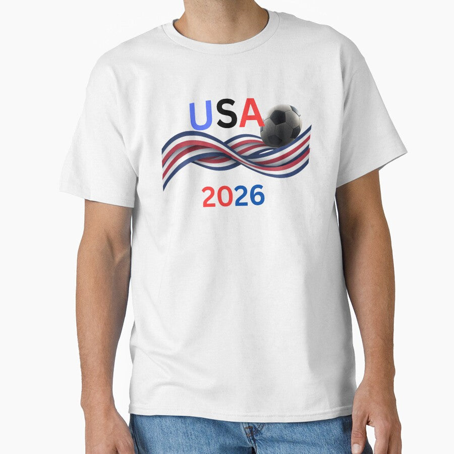 USA 2026 Soccer Ball With Waving Flag - United States Football Team Support by printeGear - T-Shirt, Sweatshirt, Hoodie