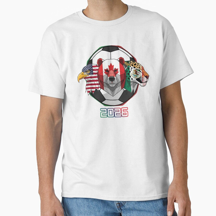 North American Soccer Animals 2026 by ArtsMichalShop Unisex T-shirt, Sweatshirt, Hoodie, Long Sleeve Tee - T-Shirt, Sweatshirt, Hoodie