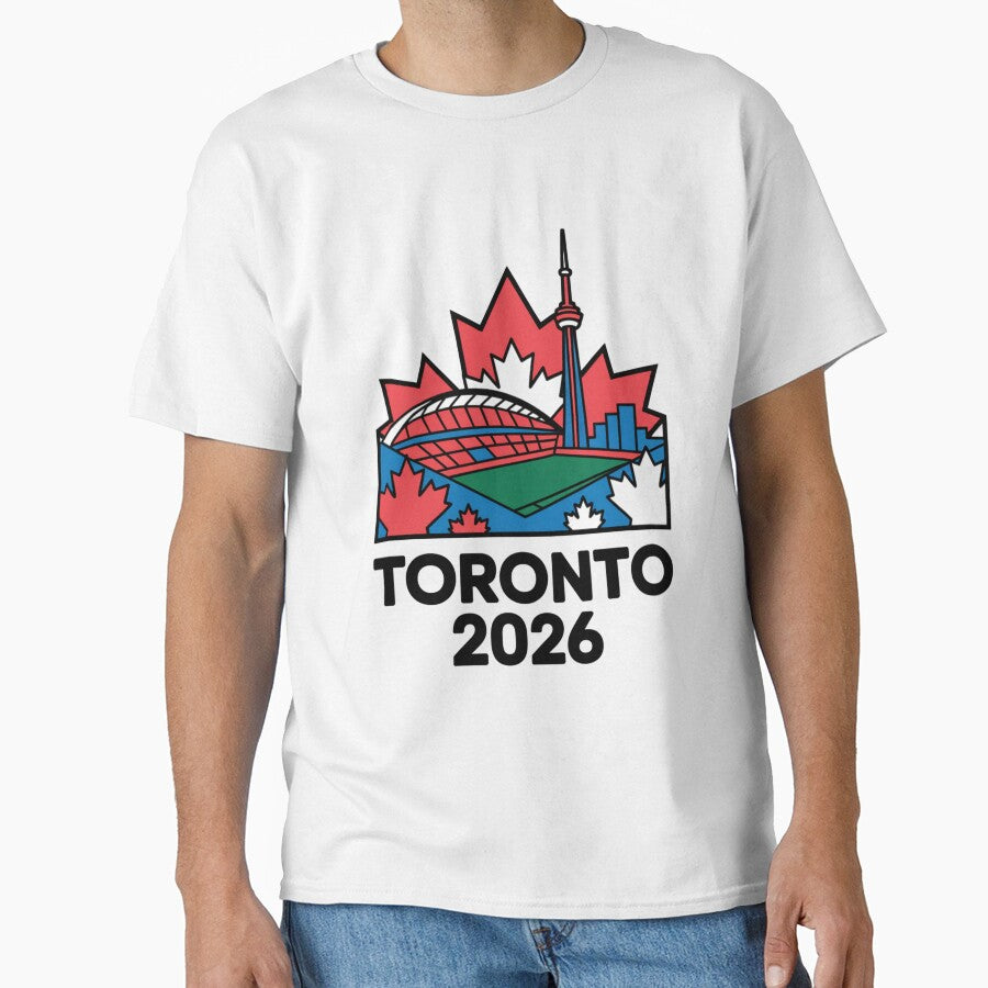 Toronto 2026 CN Tower Stadium Skyline T-Shirt V20 by DarylWelsh2024 Unisex T-shirt, Sweatshirt, Hoodie, Long Sleeve Tee - T-Shirt, Sweatshirt, Hoodie