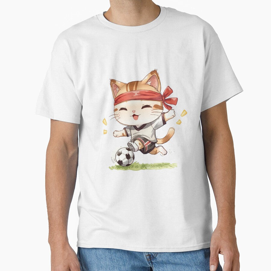Adorable Cat Playing Football Cute Sports - Adult & Kids T-Shirts, Sweatshirts & Hoodies apparel design preview 1