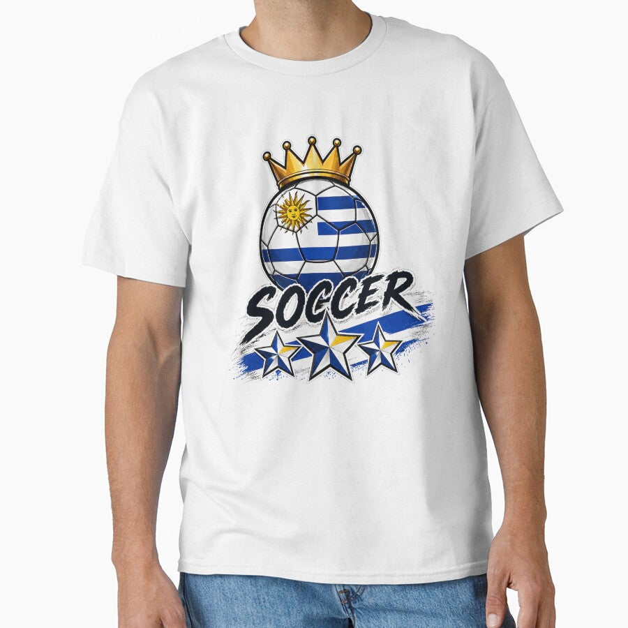 Vintage Uruguay flag Crowned Soccer Ball by QuiteOrbit Unisex T-shirt, Sweatshirt, Hoodie, Long Sleeve Tee - T-Shirt, Sweatshirt, Hoodie