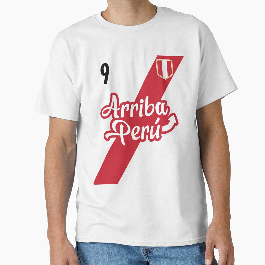 Retro Arriba Peru Soccer Jersey 9 Peruvian Futbol Gift Tee Jersey Peruvian Fanatic Gift Retro Peruvian Gift Vintage Peru Shirt Peru Llama Cusco Gift Idea by HallelujahTees sports jersey product view 1