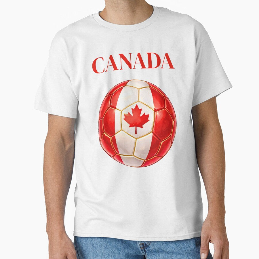 Canada Soccer Ball Red White Football Design Sports Fan Gift by ArtSpark Studio Unisex T-shirt, Sweatshirt, Hoodie, Long Sleeve Tee - T-Shirt, Sweatshirt, Hoodie
