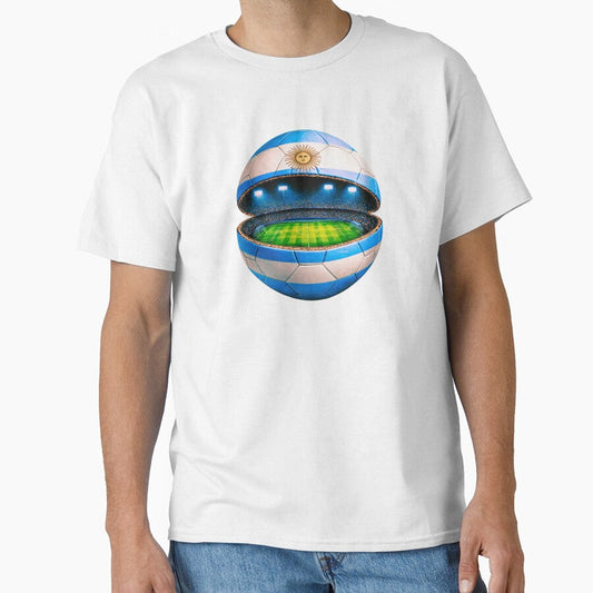 Argentina Soccer Stadium Ball Design by FunToTheFullest Unisex T-shirt, Sweatshirt, Hoodie, Long Sleeve Tee - T-Shirt, Sweatshirt, Hoodie
