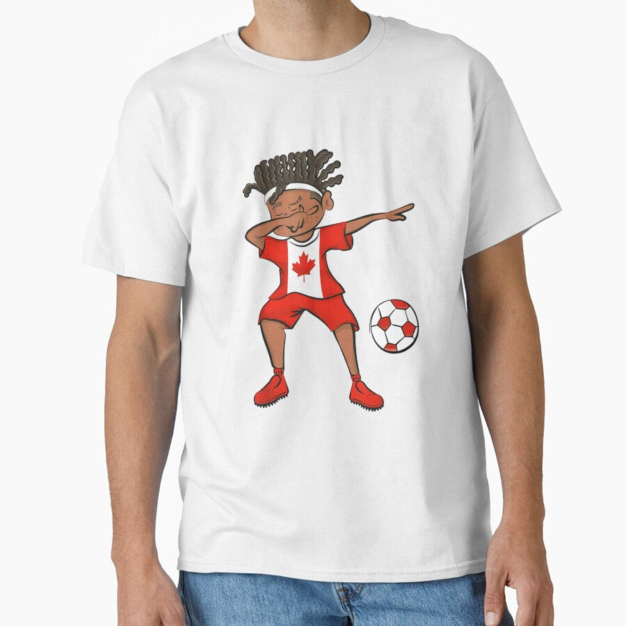 Canada Soccer Kid Dab Pose  Cute Football Celebration Art by Oniyasha Unisex T-shirt, Sweatshirt, Hoodie, Long Sleeve Tee - T-Shirt, Sweatshirt, Hoodie