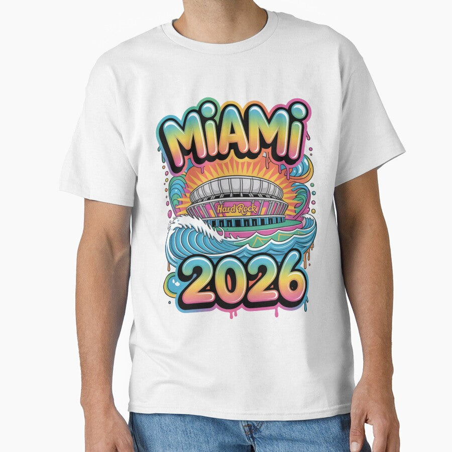 Miami 2026 Ocean Wave Football T-Shirt V3 by DarylWelsh2024 Unisex T-shirt, Sweatshirt, Hoodie, Long Sleeve Tee - T-Shirt, Sweatshirt, Hoodie