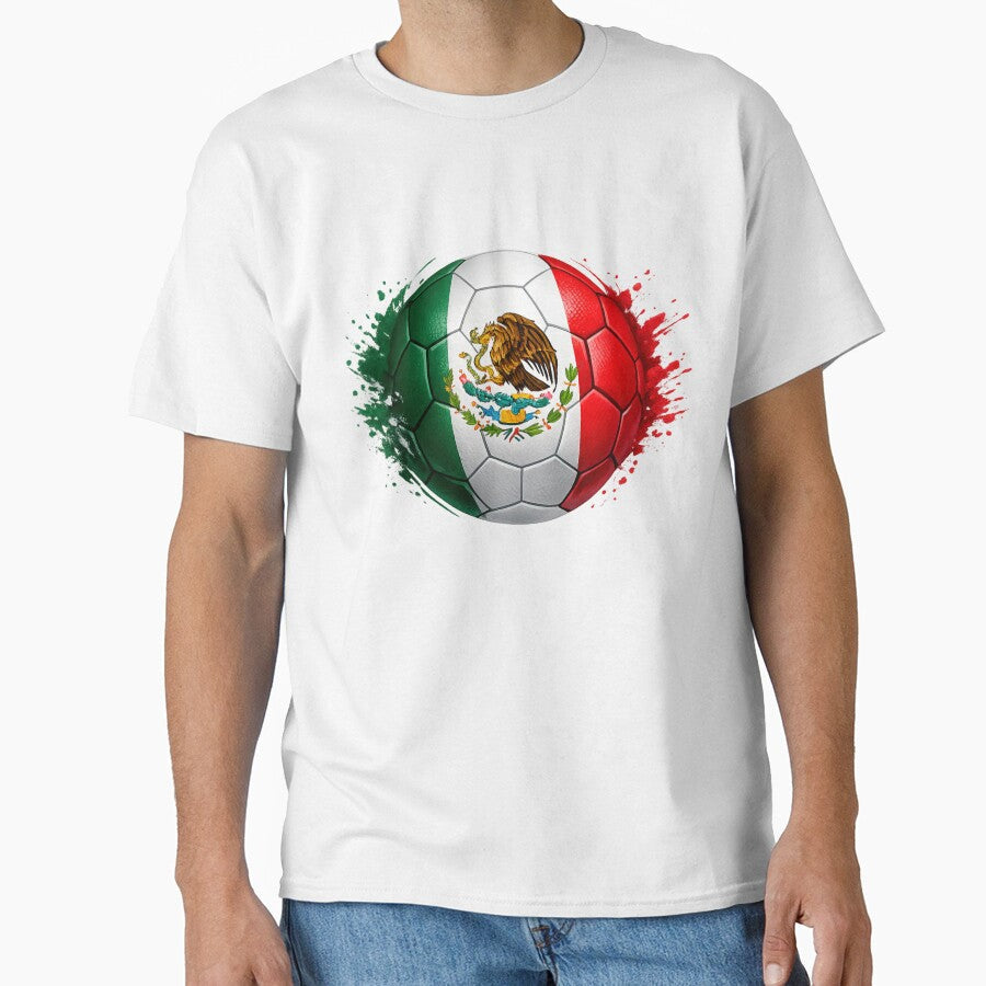 Mexican Flag Soccer Ball Design  Mexico Futbol Fan Graphic  World Cup 2026 Theme by RolMerch - T-Shirt, Sweatshirt, Hoodie