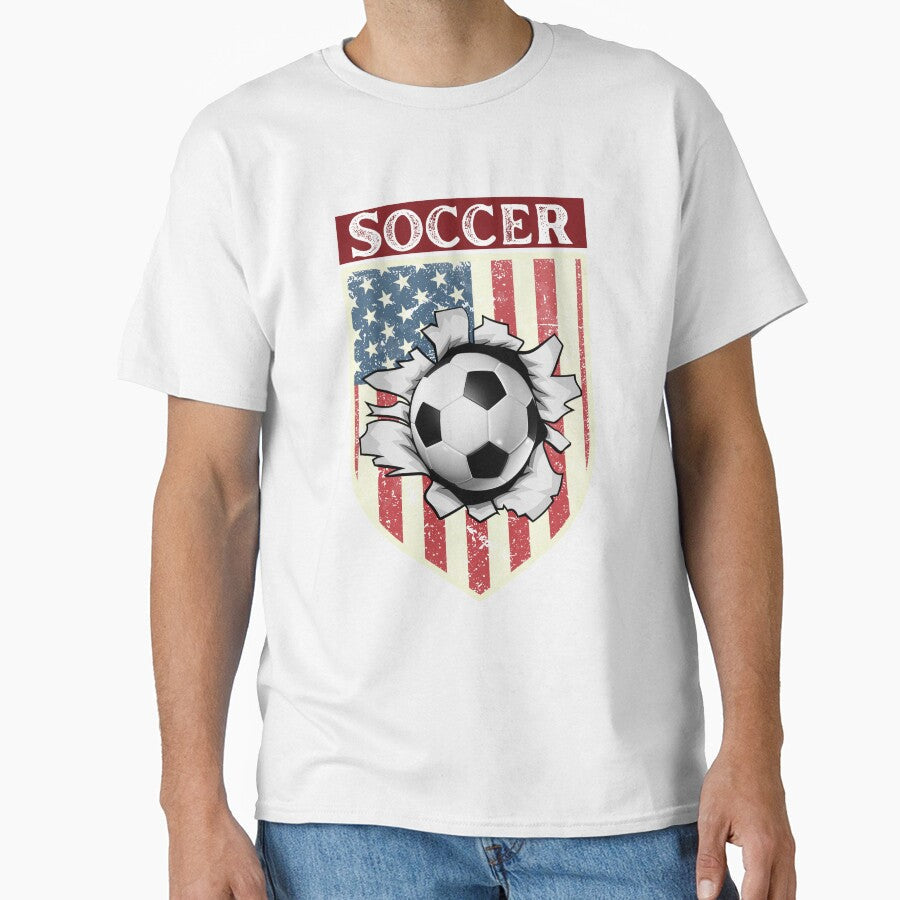 United States Flag Soccer Ball Design by AlienOccupation Unisex T-shirt, Sweatshirt, Hoodie, Long Sleeve Tee - T-Shirt, Sweatshirt, Hoodie