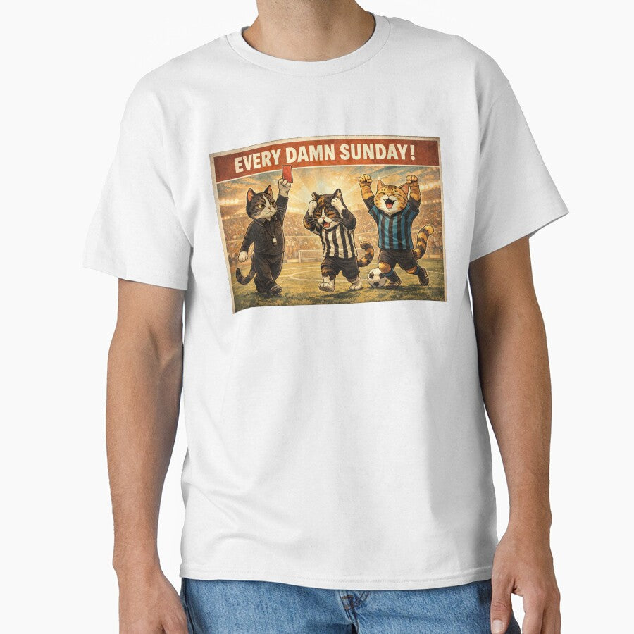 Every Damn Sunday Retro Football Cats Drama by - Adult & Kids T-Shirts, Sweatshirts & Hoodies apparel design preview 1