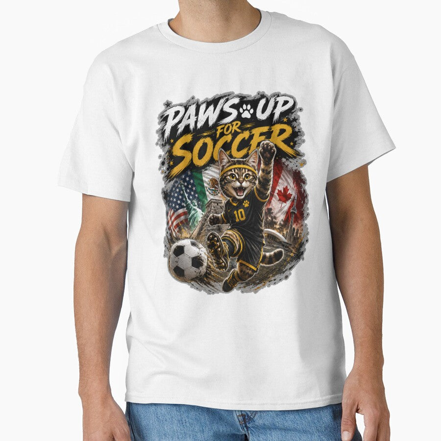 Paws Up for Soccer Cat 2026 by yasmh Unisex T-shirt, Sweatshirt, Hoodie, Long Sleeve Tee - T-Shirt, Sweatshirt, Hoodie