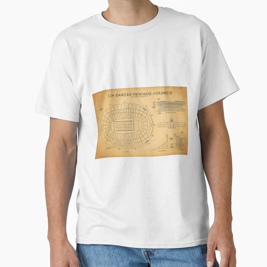 Los Angeles Memorial Coliseum (Aged Parchment) by BGALAXY Unisex T-shirt, Sweatshirt, Hoodie, Long Sleeve Tee - T-Shirt, Sweatshirt, Hoodie