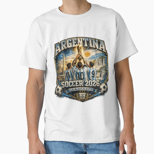 Argentina Soccer 2026 Shirt  La Albiceleste Football Fan Gift by UrbanPrintVibes Unisex T-shirt, Sweatshirt, Hoodie, Long Sleeve Tee - T-Shirt, Sweatshirt, Hoodie