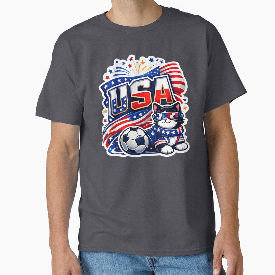 USA Soccer Cat Fan by RexNoise Unisex T-shirt, Sweatshirt, Hoodie, Long Sleeve Tee - T-Shirt, Sweatshirt, Hoodie