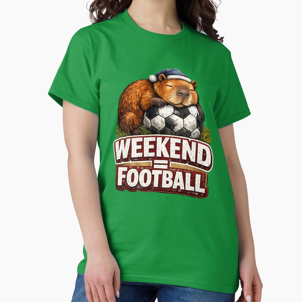 Weekend Football Sleeping Capybara Soccer Fan Funny - Adult & Kids T-Shirts, Sweatshirts & Hoodies apparel design preview 2