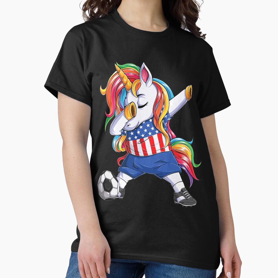 Dab Unicorn United States Football Soccer Jersey US Flag Kid by nonstopnightlif football jersey product view 2
