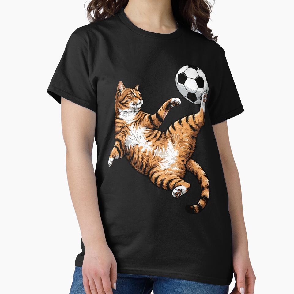 Cat Kicking Football Ball by EverkindInk - Adult & Kids T-Shirts, Sweatshirts & Hoodies apparel design preview 2