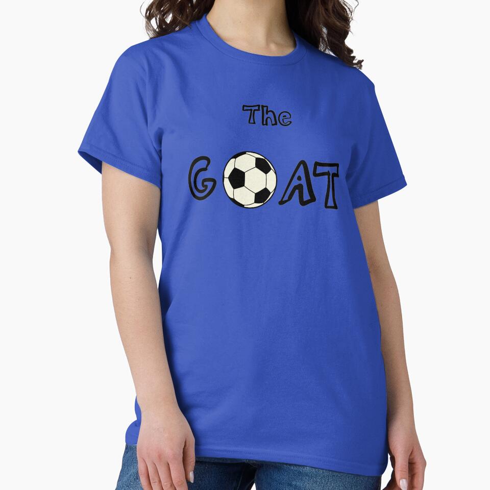 Soccer GOAT Graphic T-Shirt, Greatest of All Time Football Fan Tee, Retro Minimalist Soccer Jersey Shirt, Unique Gift for Football Lovers by KiitosLtd football jersey product view 2